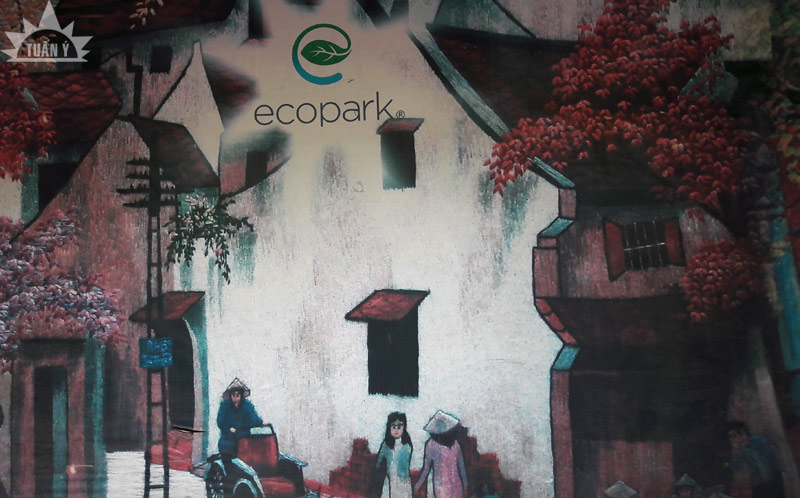 Bức tranh tái hiện phố cổ Hà Nội treo tại Ecopark