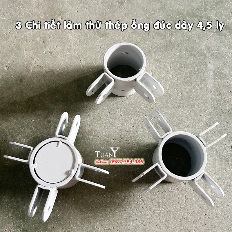 3 chi tiết của Nhà bạt khung chân trụ tròn làm thừ thép ống đúc dày 4,5 ly