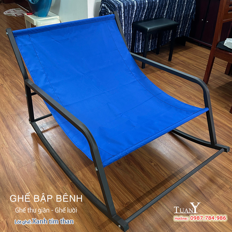 Ghế bập bênh lót vải Polyester PU màu xanh tím than