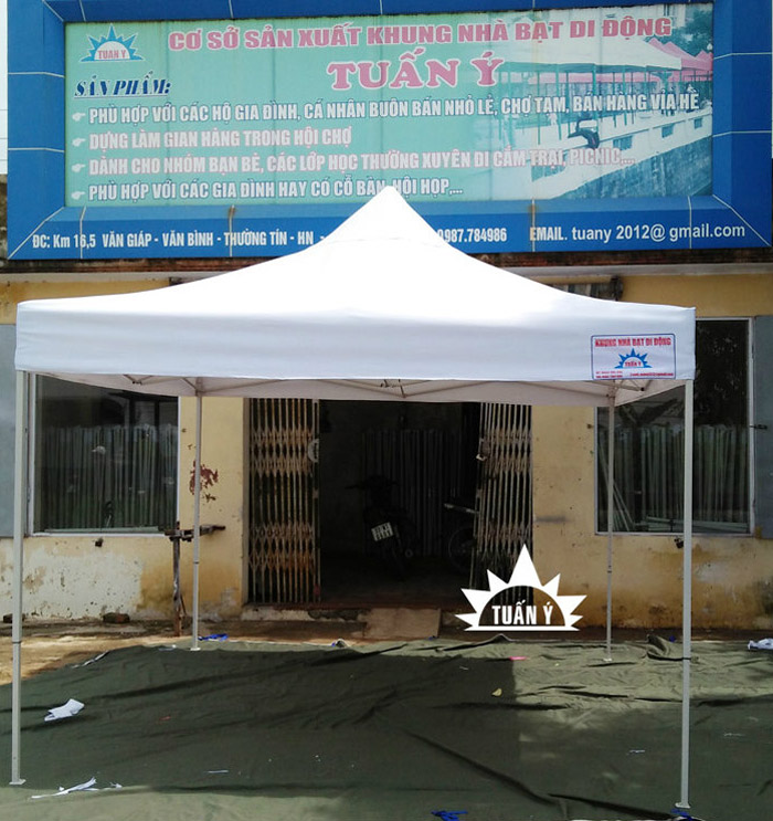 Nhà bạt di động 3mx3m màu trắng trang nhã phù hợp nhiều sự kiện