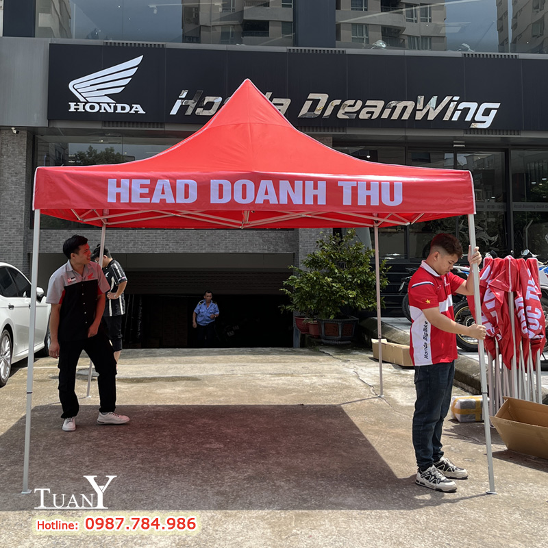 Honda Dreamwing lựa chọn Nhà bạt 3mx3m màu đỏ thu hút khách hàng