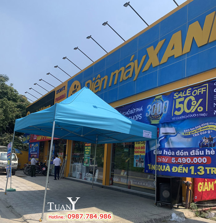 Nhà bạt di động 4mx4m MK4 bạt mái màu xanh tại Điện Máy Xanh Phú Xuyên