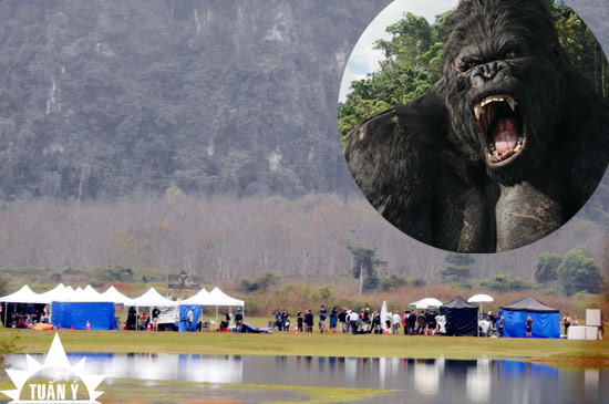 Khu vực lán trại của đoàn làm phim Kong: Skull Island tại phim trường bên bờ hồ Yên Phú