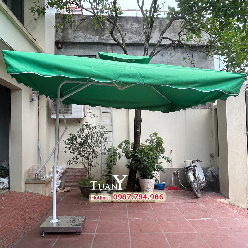 Ô lệch tâm vuông 2,5m, mái ô màu xanh lá