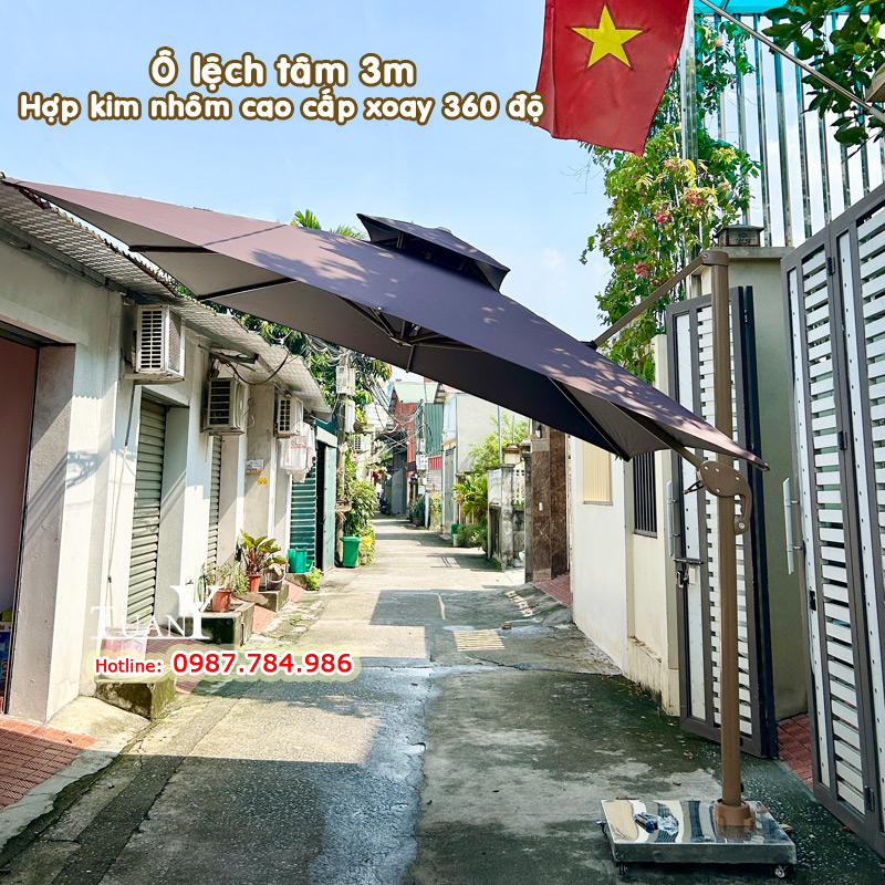 Sử dụng Ô lệch tâm 3m cao cấp có thể xoay che hướng mọi góc độ