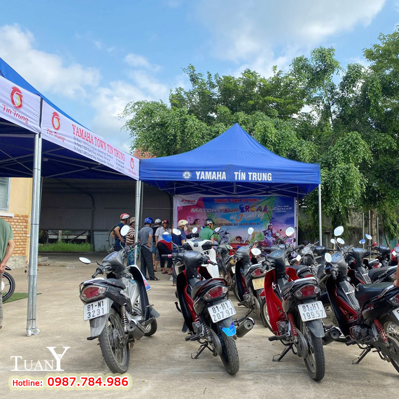 Nhà bạt 4mx4m MK4 dựng lên tạo thành không gian diện tích 16m vuông